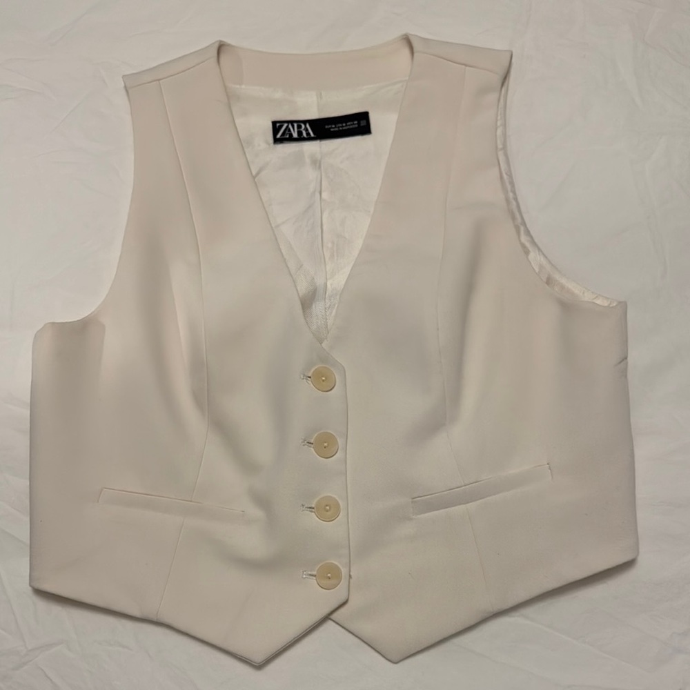 Zara Cream Buttoned Vest